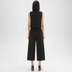 Theory Cropped Wide-Leg Pant In Double Weave-Women Pants
