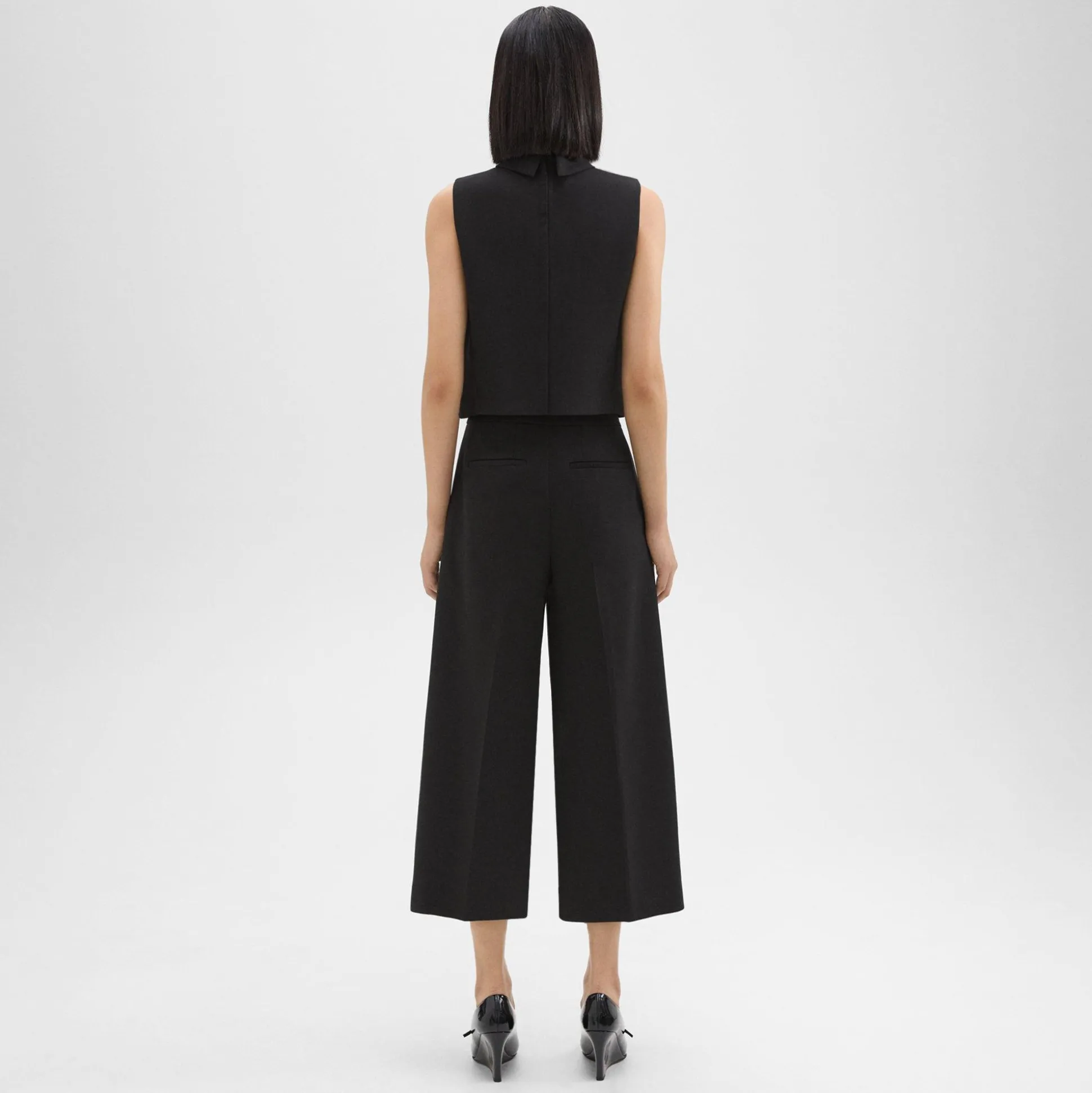 Theory Cropped Wide-Leg Pant In Double Weave-Women Pants