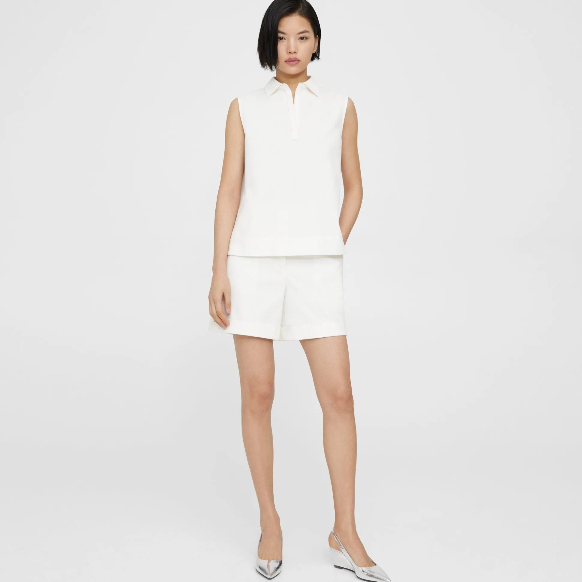 Theory Cuffed Short In Cotton Pique-Women Shorts|Pants