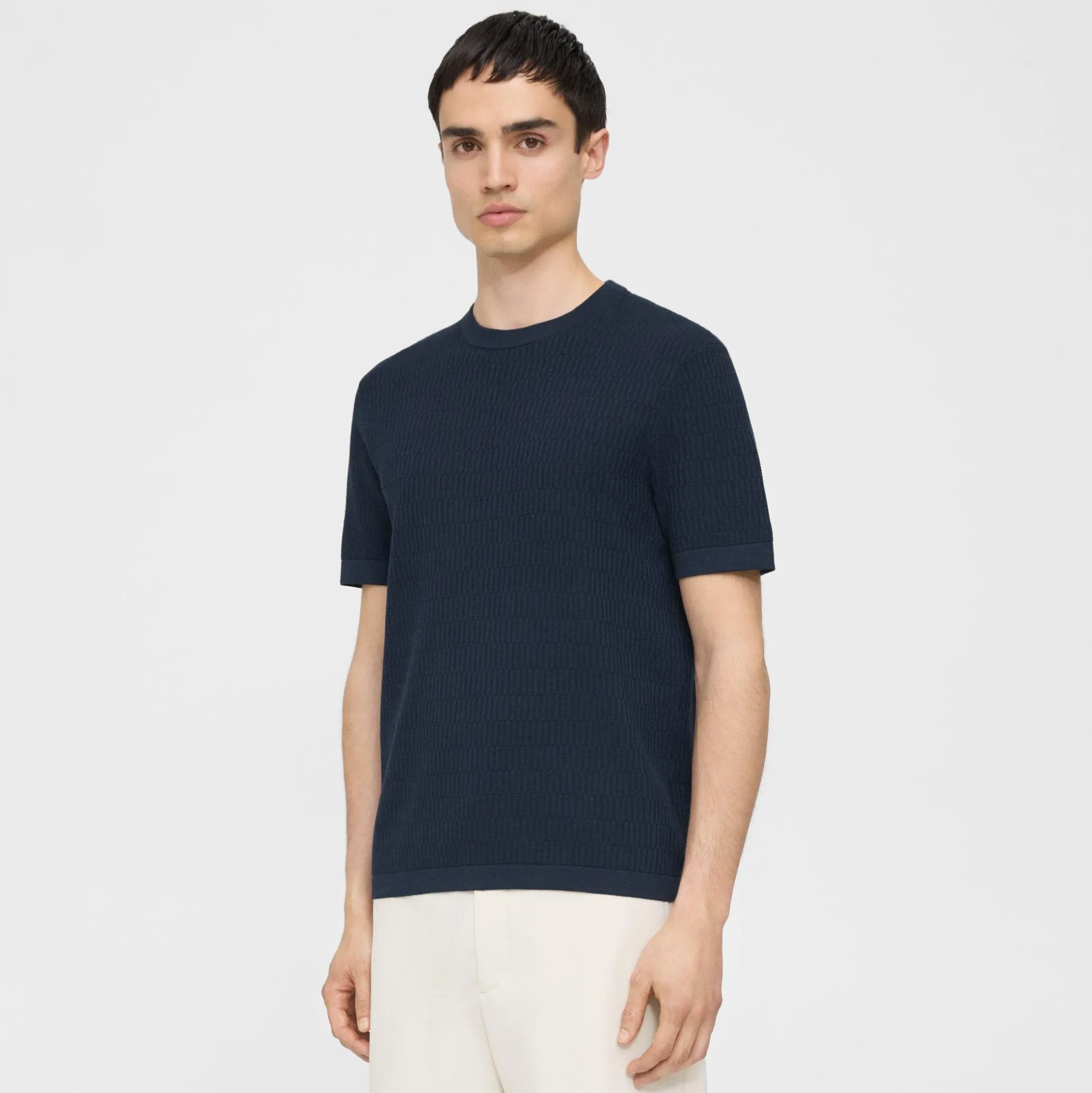 Theory Damian Tee In Cotton-Men Sweaters + Cardigans|T-shirts + Polos