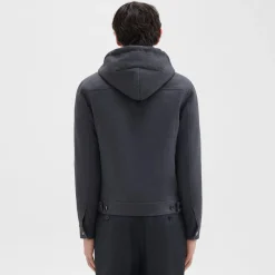 Theory Damien Hooded Jacket In Double-Face Wool Flannel-Men Outerwear