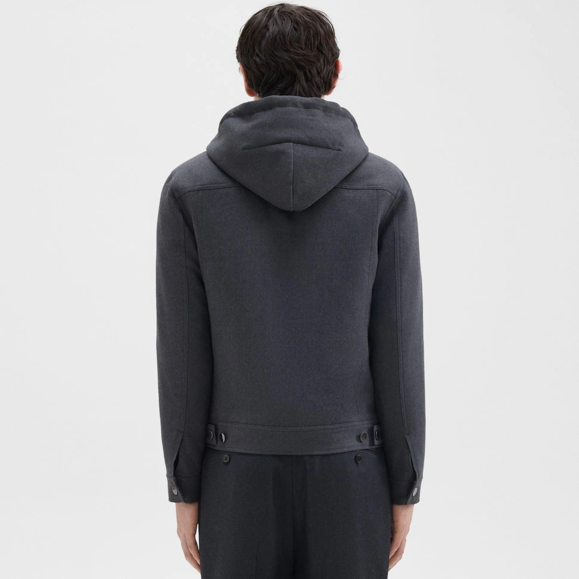 Theory Damien Hooded Jacket In Double-Face Wool Flannel-Men Outerwear