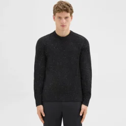 Theory Dinin Crewneck Sweater In Donegal Wool-Cashmere-Men Sweaters + Cardigans
