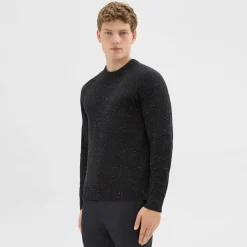 Theory Dinin Crewneck Sweater In Donegal Wool-Cashmere-Men Sweaters + Cardigans