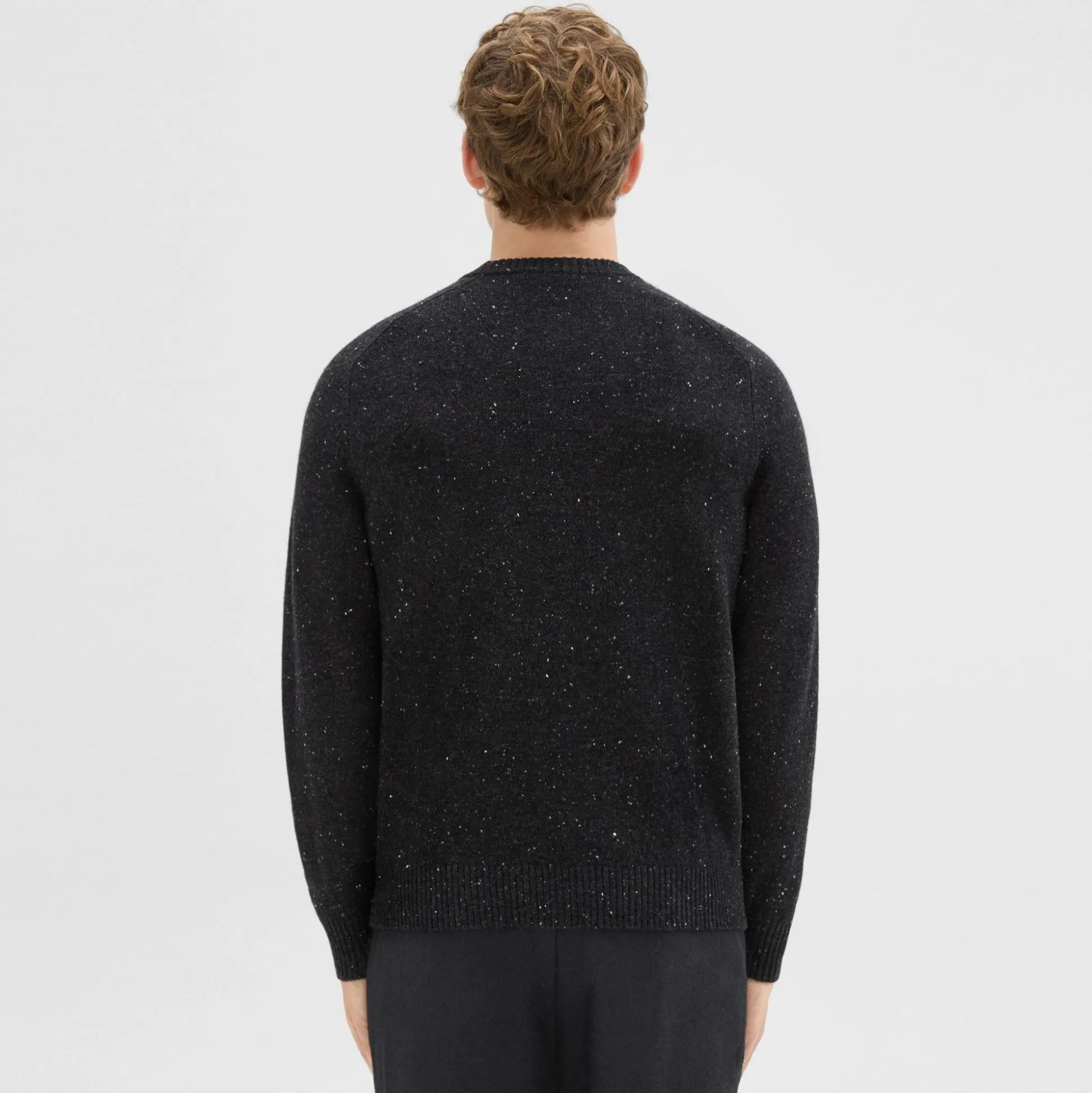 Theory Dinin Crewneck Sweater In Donegal Wool-Cashmere-Men Sweaters + Cardigans