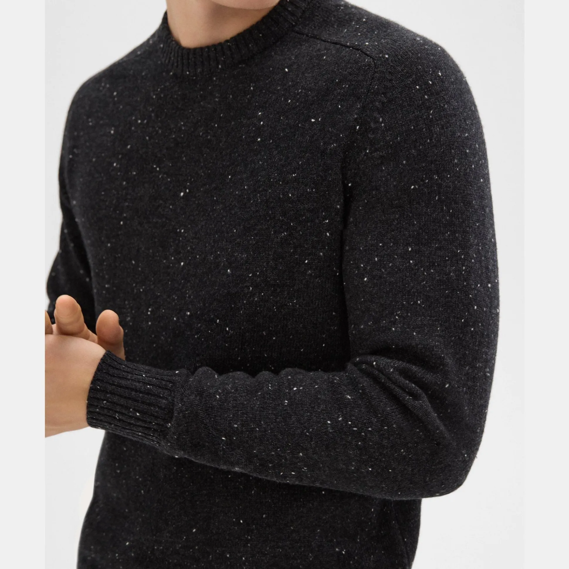 Theory Dinin Crewneck Sweater In Donegal Wool-Cashmere-Men Sweaters + Cardigans