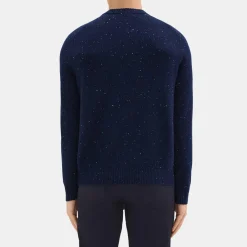 Theory Dinin Crewneck Sweater In Donegal Wool-Cashmere-Men Sweaters + Cardigans
