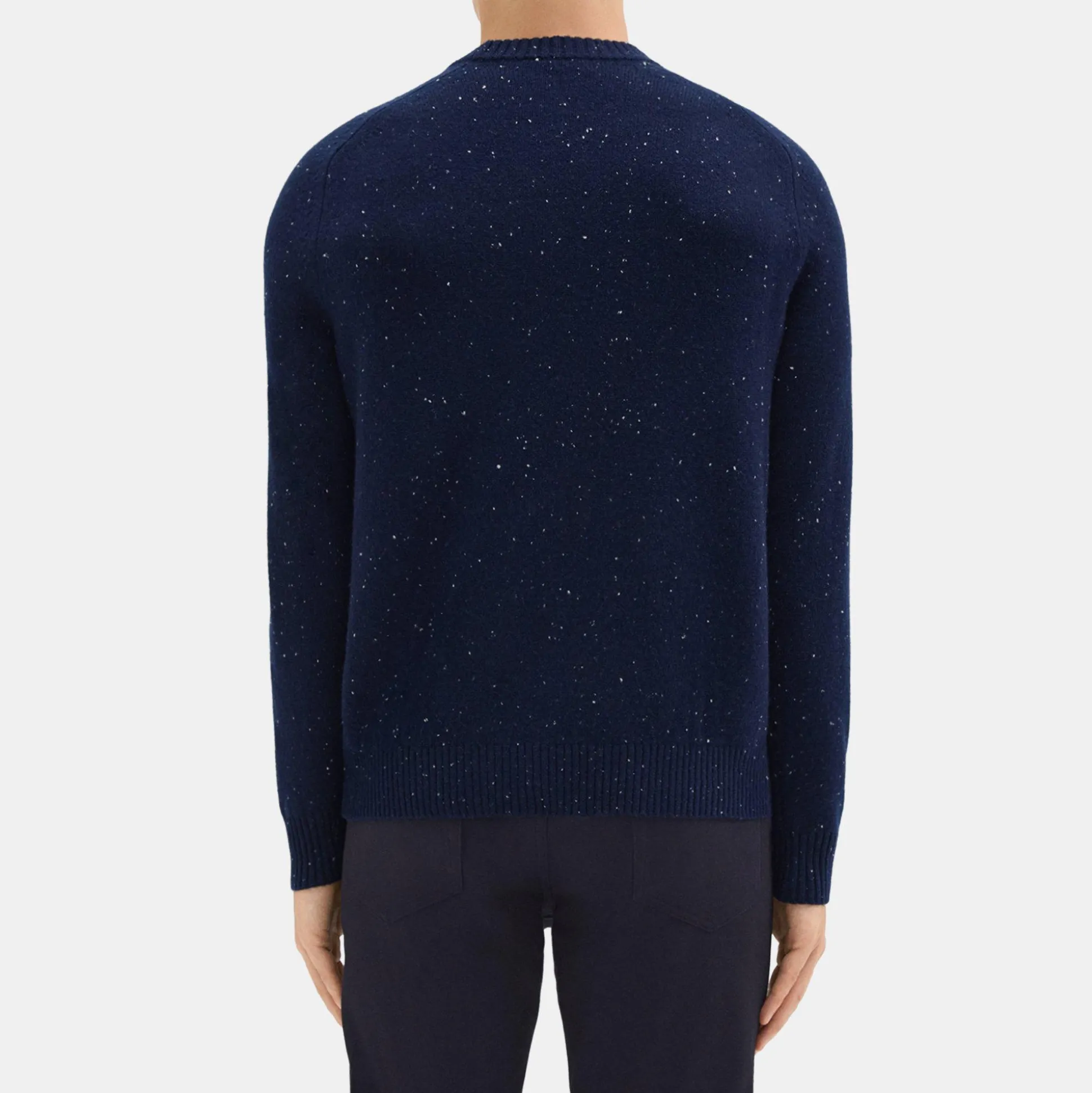 Theory Dinin Crewneck Sweater In Donegal Wool-Cashmere-Men Sweaters + Cardigans