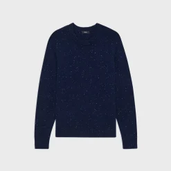 Theory Dinin Crewneck Sweater In Donegal Wool-Cashmere-Men Sweaters + Cardigans