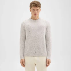 Theory Dinin Crewneck Sweater In Donegal Wool-Cashmere-Men Sweaters + Cardigans