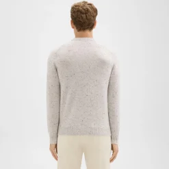 Theory Dinin Crewneck Sweater In Donegal Wool-Cashmere-Men Sweaters + Cardigans