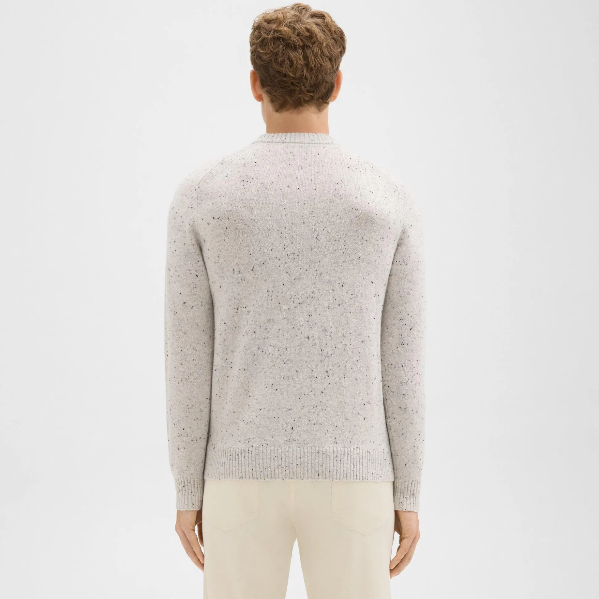 Theory Dinin Crewneck Sweater In Donegal Wool-Cashmere-Men Sweaters + Cardigans