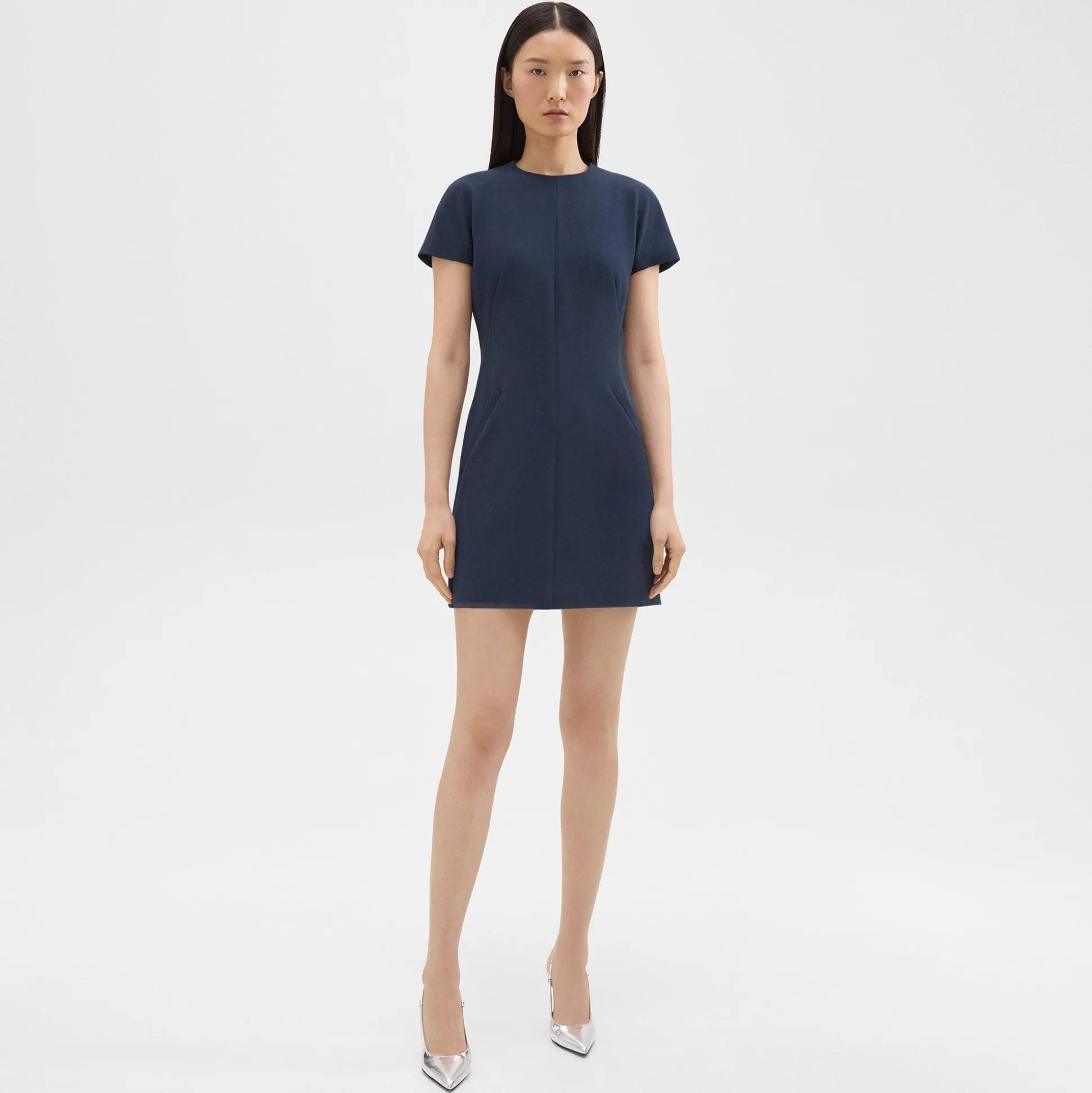 Theory Dolman Sleeve Mini Dress In Admiral Crepe-Women Dresses