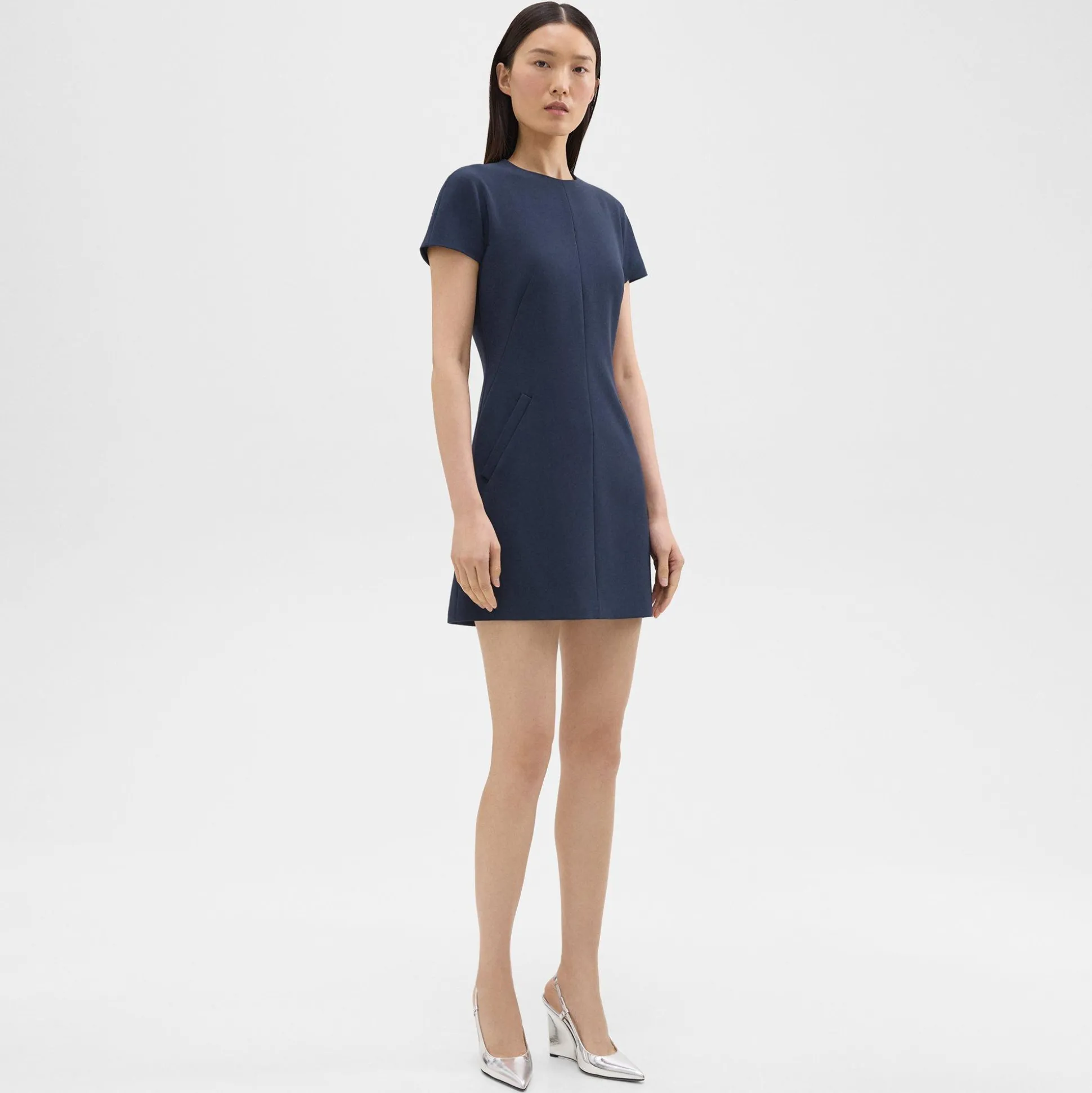 Theory Dolman Sleeve Mini Dress In Admiral Crepe-Women Dresses