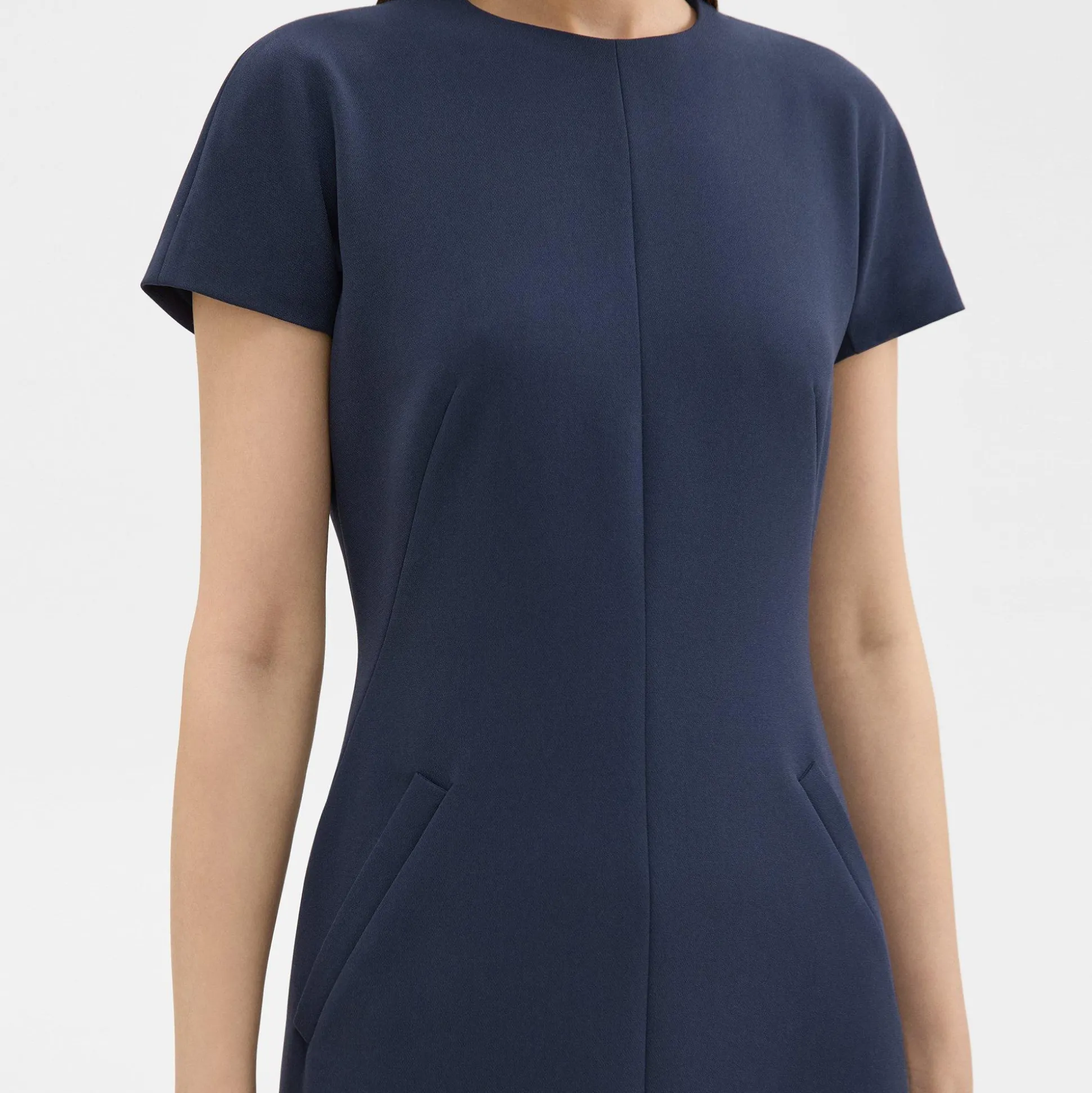 Theory Dolman Sleeve Mini Dress In Admiral Crepe-Women Dresses
