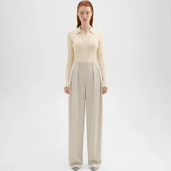 Theory Double Pleat Pant In Admiral Crepe-Women Suits|Pants