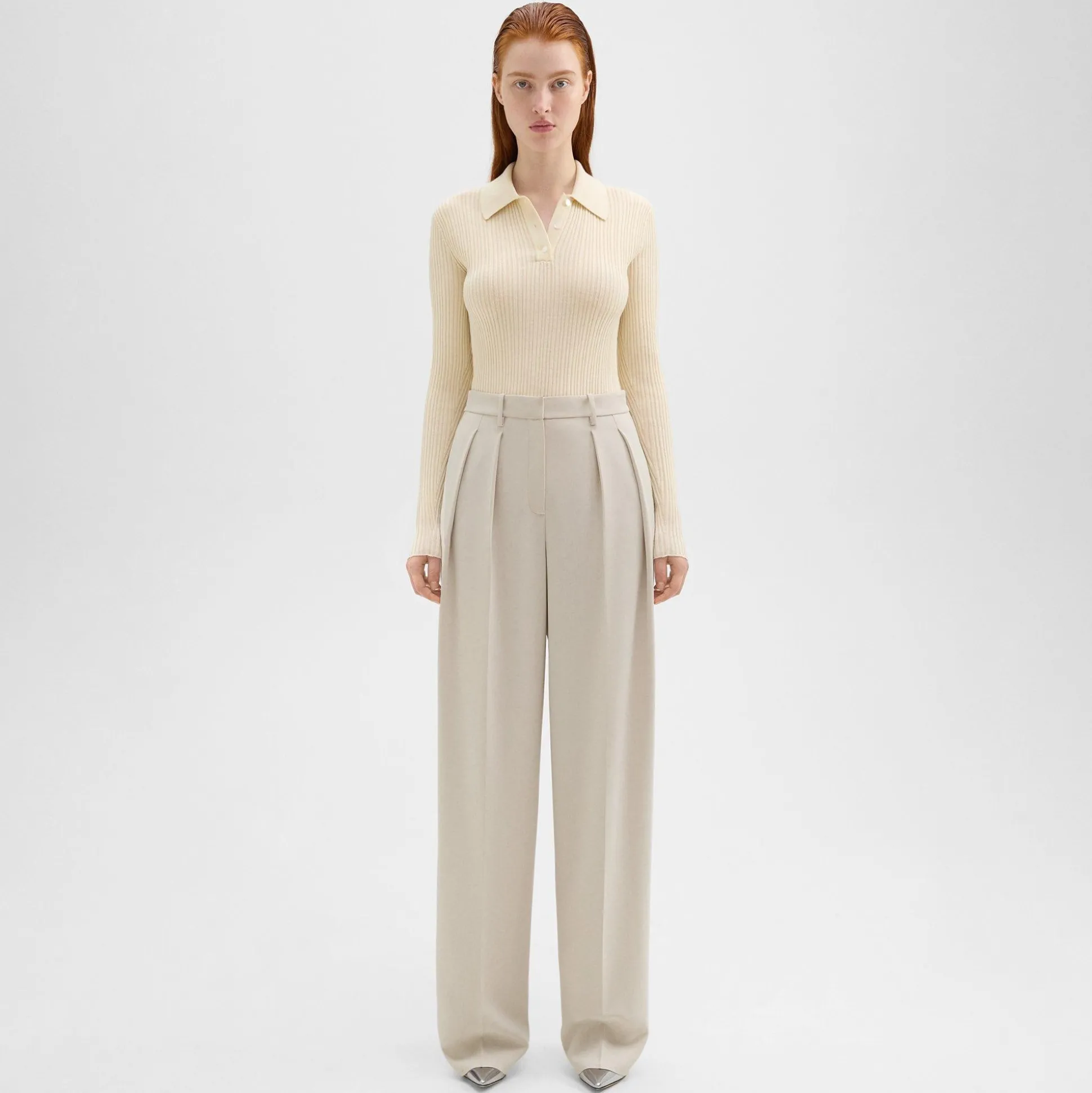 Theory Double Pleat Pant In Admiral Crepe-Women Suits|Pants