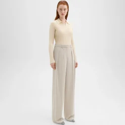 Theory Double Pleat Pant In Admiral Crepe-Women Suits|Pants
