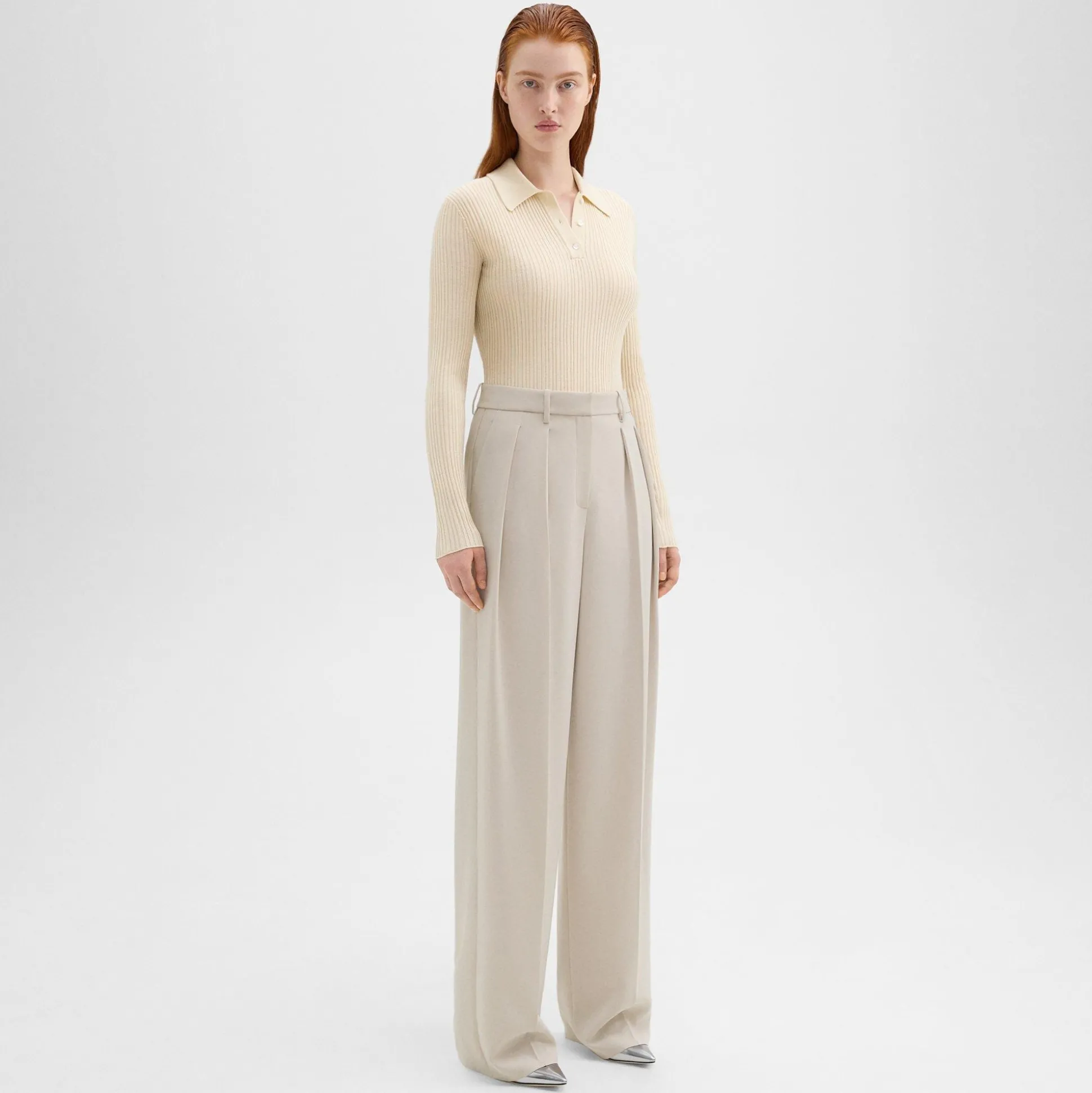 Theory Double Pleat Pant In Admiral Crepe-Women Suits|Pants