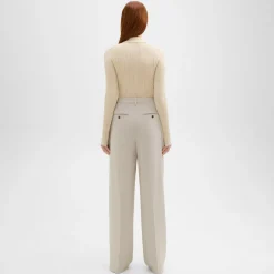 Theory Double Pleat Pant In Admiral Crepe-Women Suits|Pants