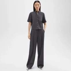 Theory Double Pleat Pant In Good Wool-Women Suits|Pants