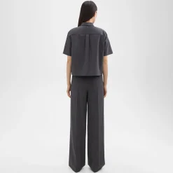Theory Double Pleat Pant In Good Wool-Women Suits|Pants