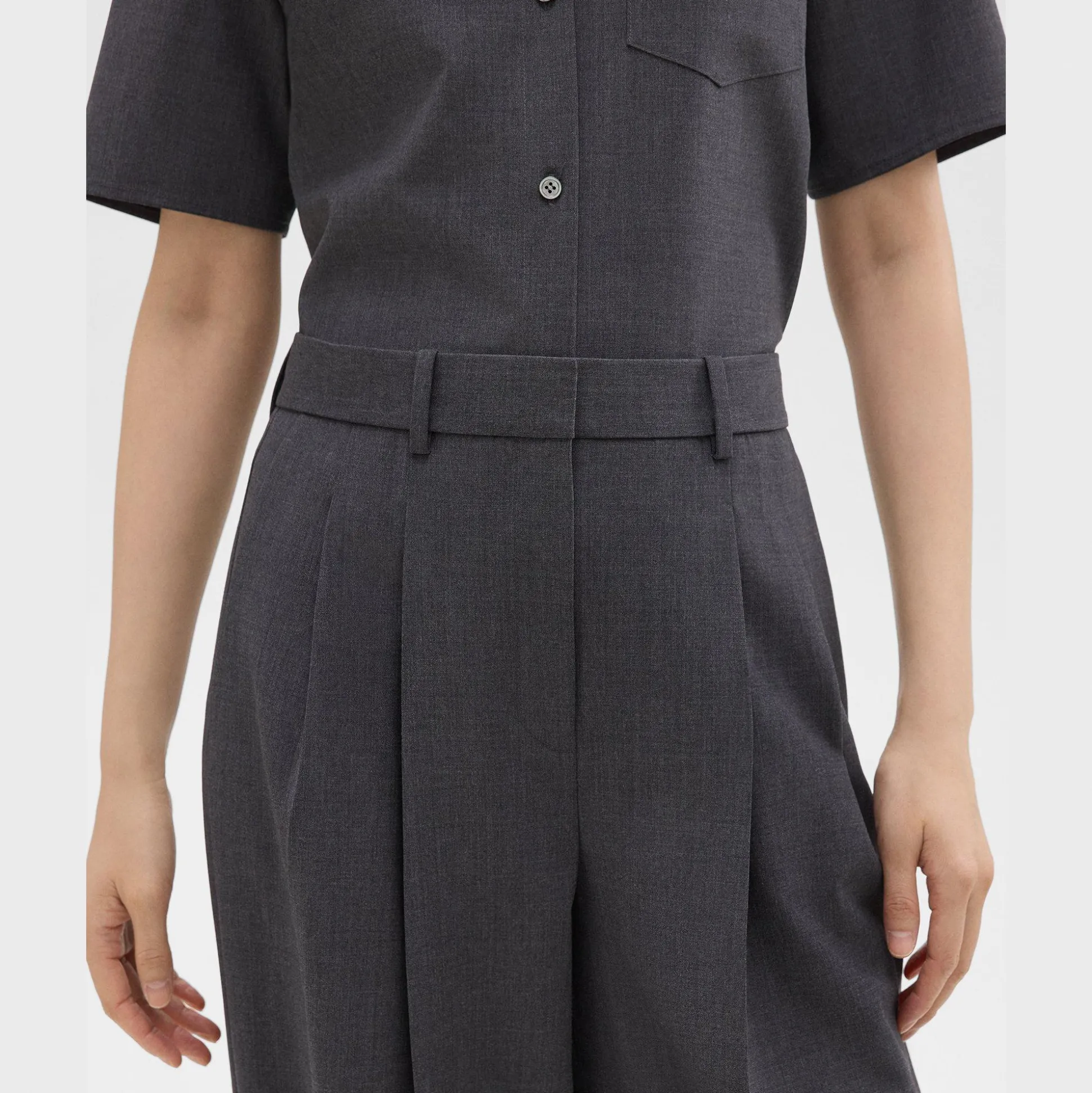 Theory Double Pleat Pant In Good Wool-Women Suits|Pants