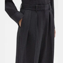 Theory Double Pleat Pant In Sleek Flannel-Women Suits|Pants