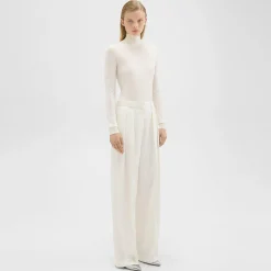 Theory Double Pleat Pant In Sleek Flannel-Women Suits|Pants