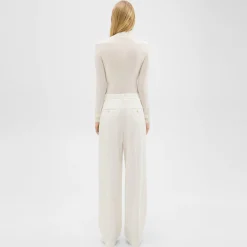 Theory Double Pleat Pant In Sleek Flannel-Women Suits|Pants