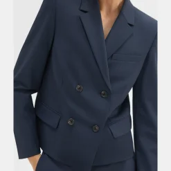 Theory Double-Breasted Blazer In Good Wool-Women Blazers + Jackets|Suits