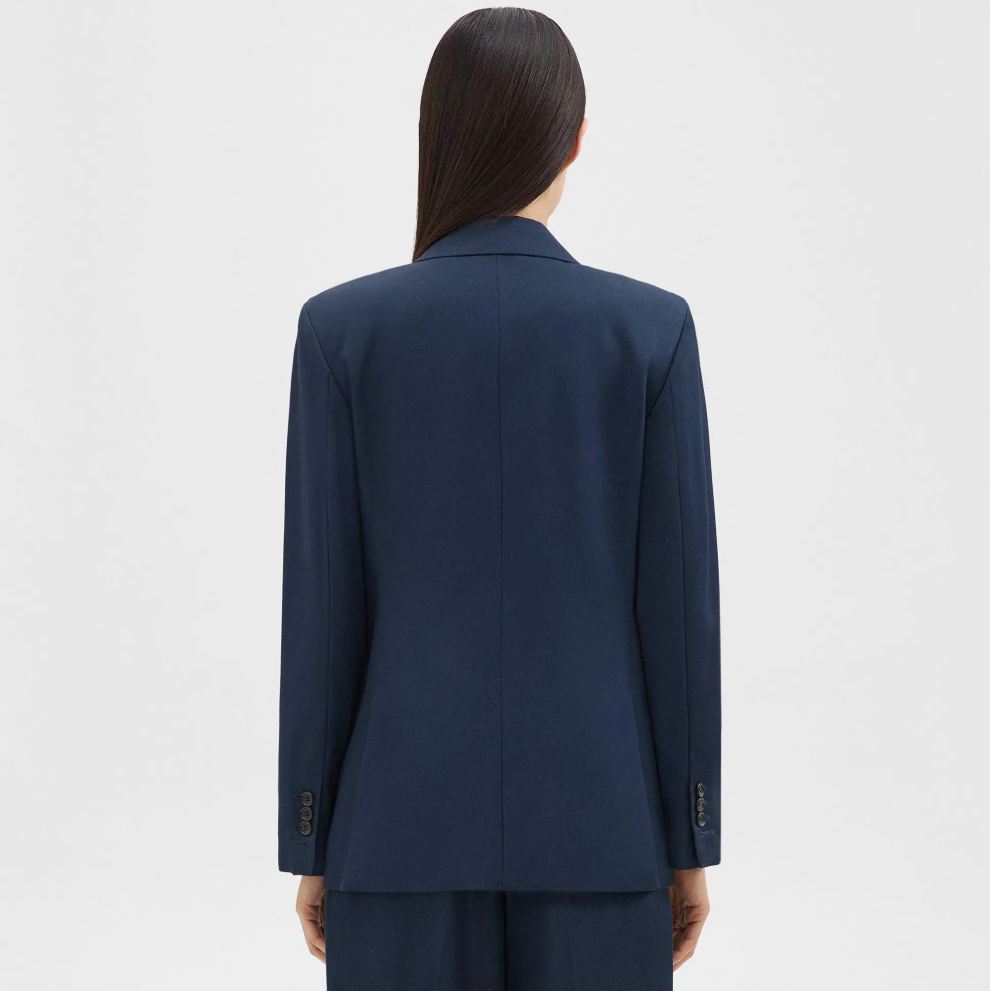 Theory Double-Breasted Blazer In Viscose Twill-Women Suits|Blazers + Jackets