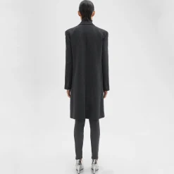 Theory Double-Breasted Coat In Circle Wool-Women Outerwear