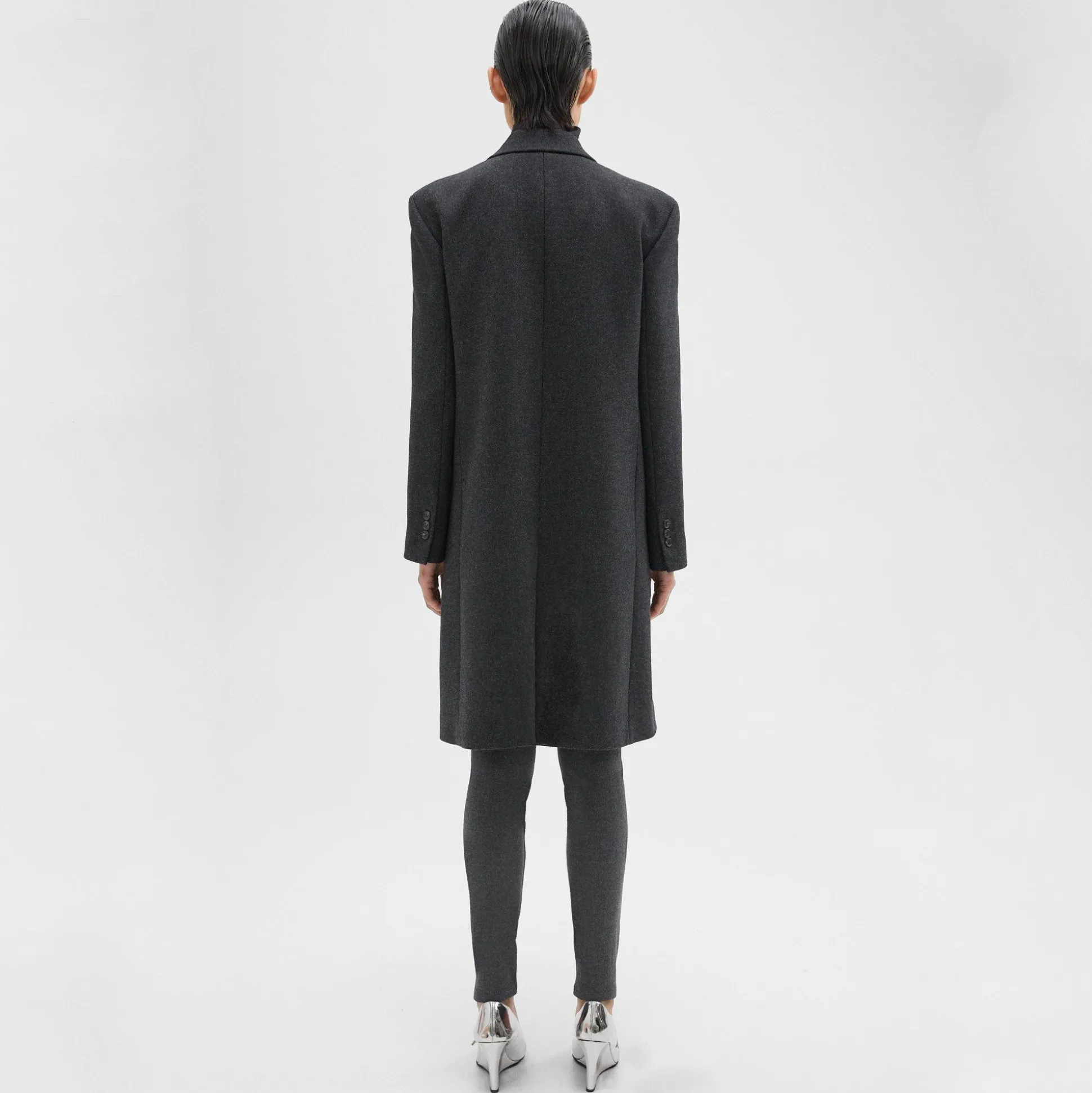 Theory Double-Breasted Coat In Circle Wool-Women Outerwear