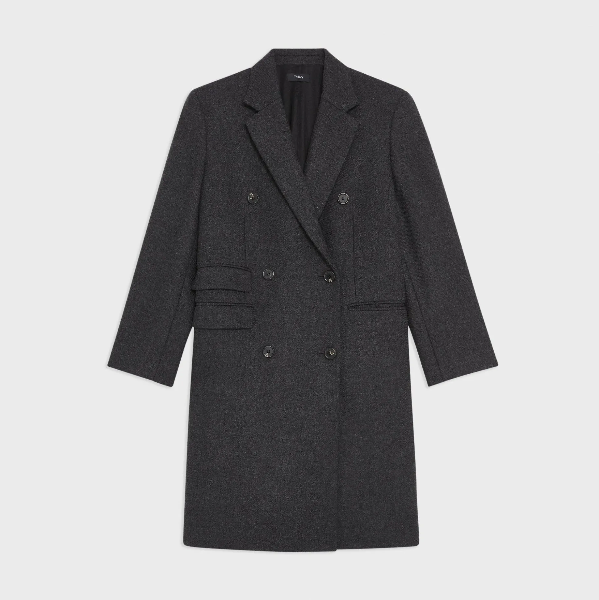 Theory Double-Breasted Coat In Circle Wool-Women Outerwear