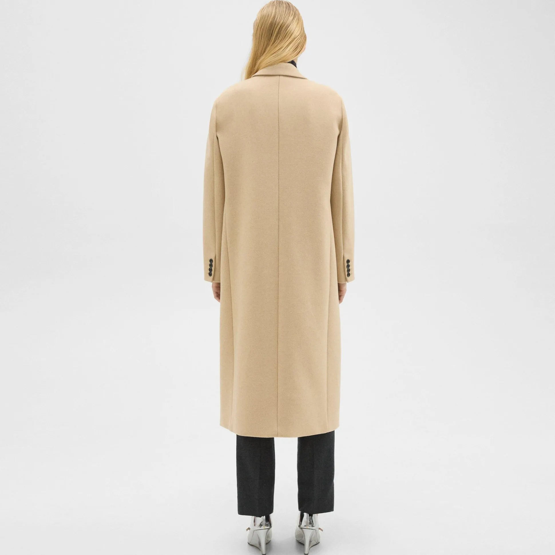 Theory Double-Breasted Coat In Recycled Wool-Blend Melton-Women Outerwear