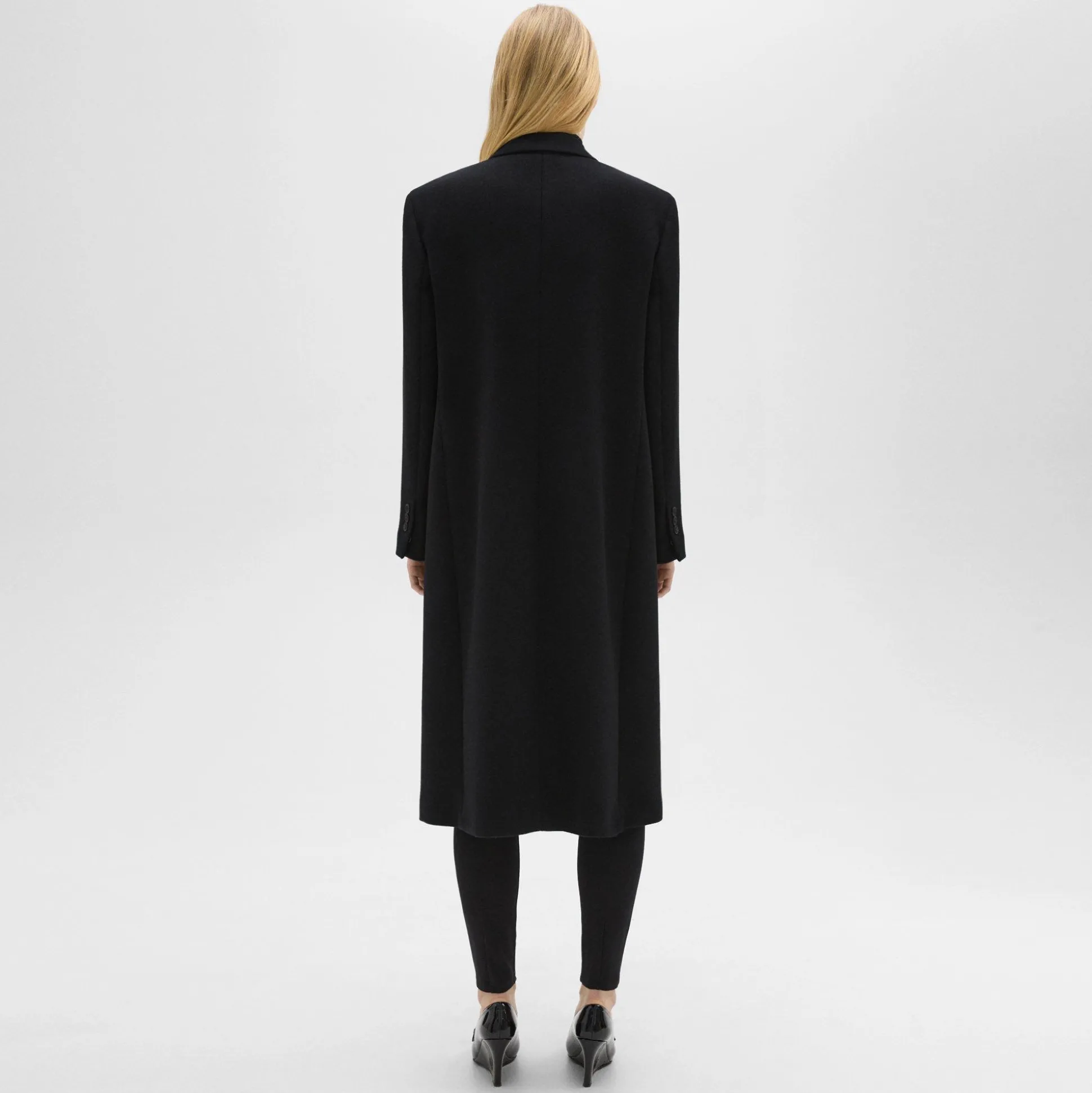 Theory Double-Breasted Coat In Recycled Wool-Blend Melton-Women Outerwear