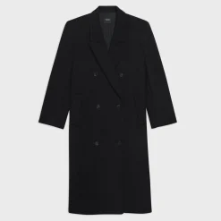 Theory Double-Breasted Coat In Recycled Wool-Blend Melton-Women Outerwear