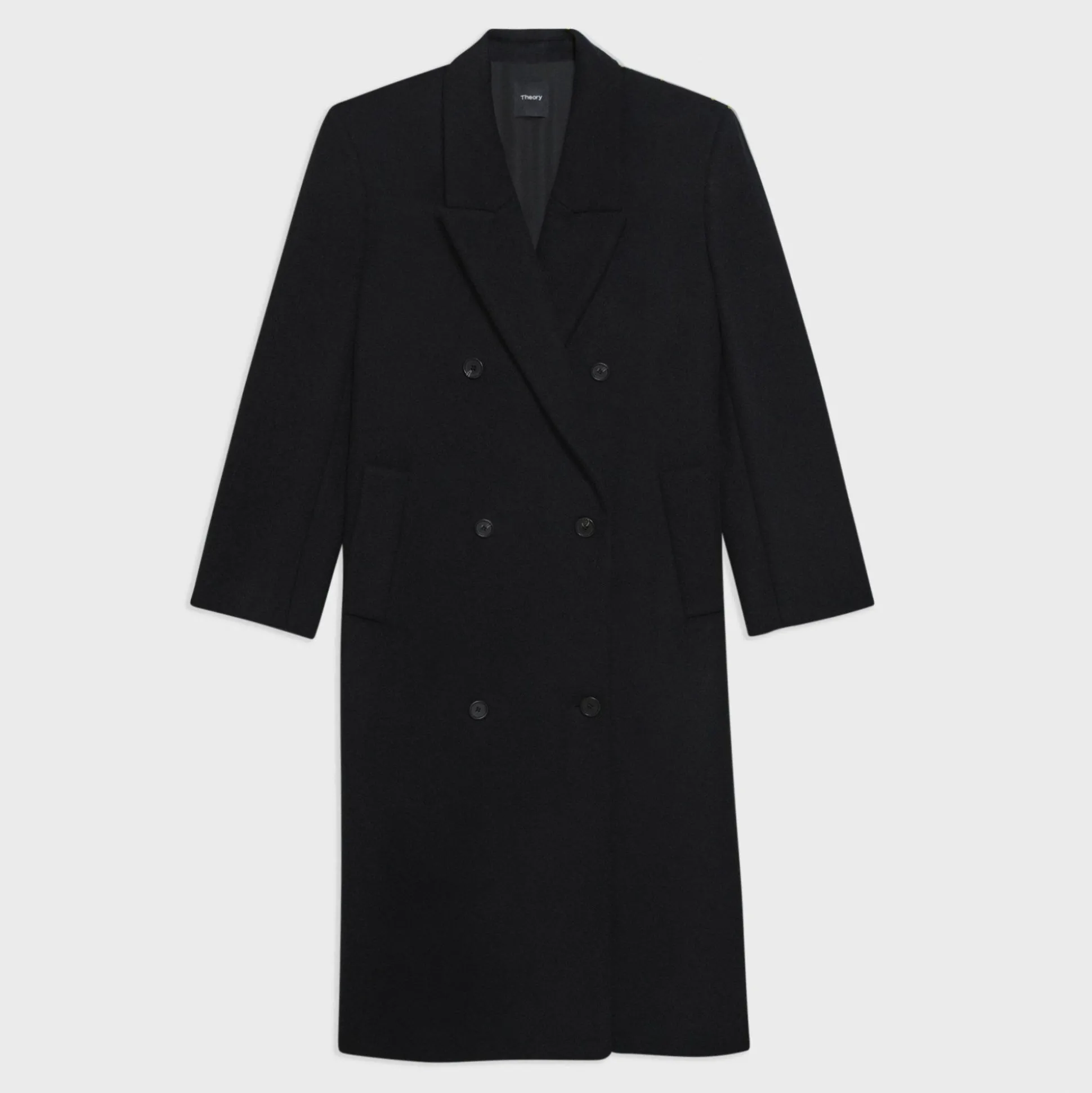 Theory Double-Breasted Coat In Recycled Wool-Blend Melton-Women Outerwear