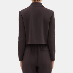 Theory Double-Breasted Crop Blazer In Admiral Crepe-Women Suits|Blazers + Jackets