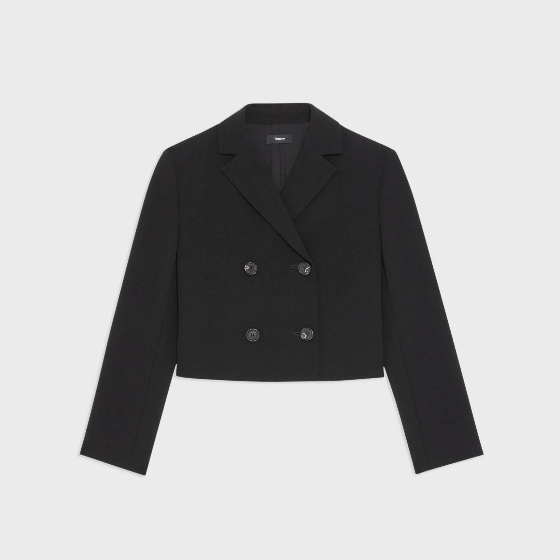 Theory Double-Breasted Crop Blazer In Admiral Crepe-Women Suits|Blazers + Jackets