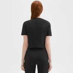 Theory Double-Breasted Crop Top In Double Weave-Women Tops