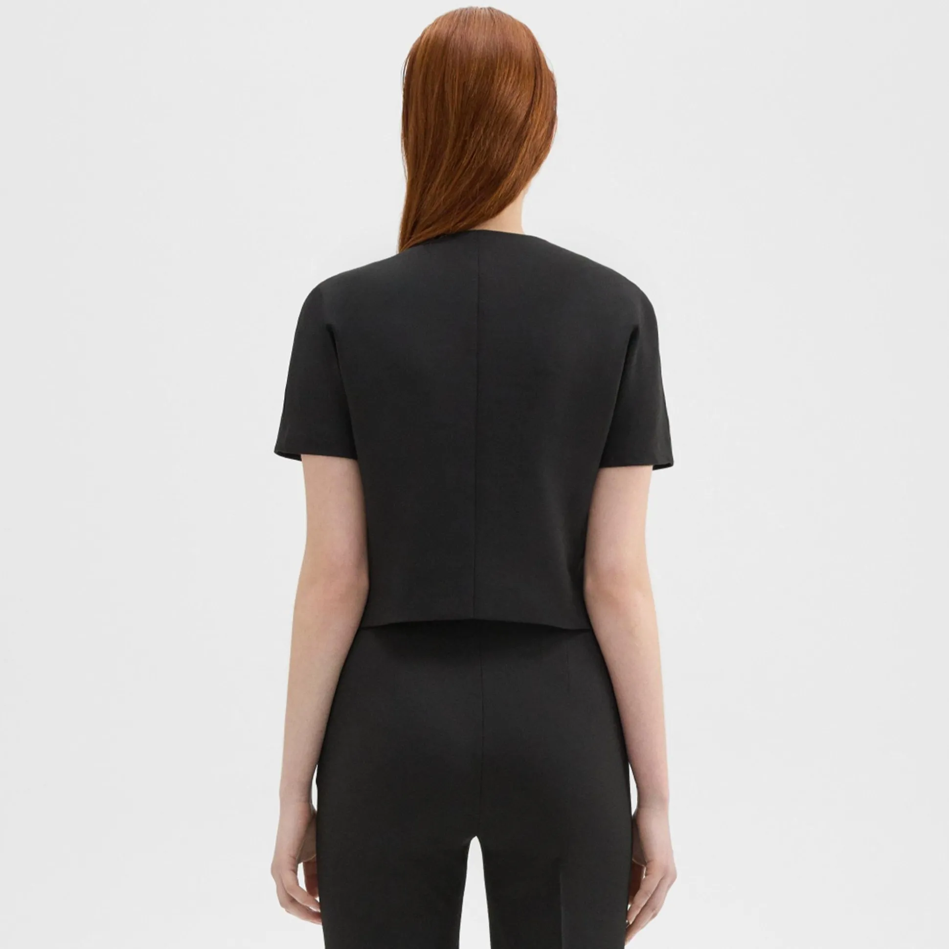 Theory Double-Breasted Crop Top In Double Weave-Women Tops