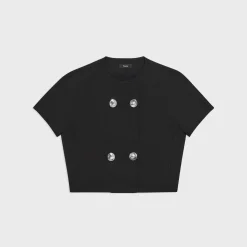 Theory Double-Breasted Crop Top In Double Weave-Women Tops