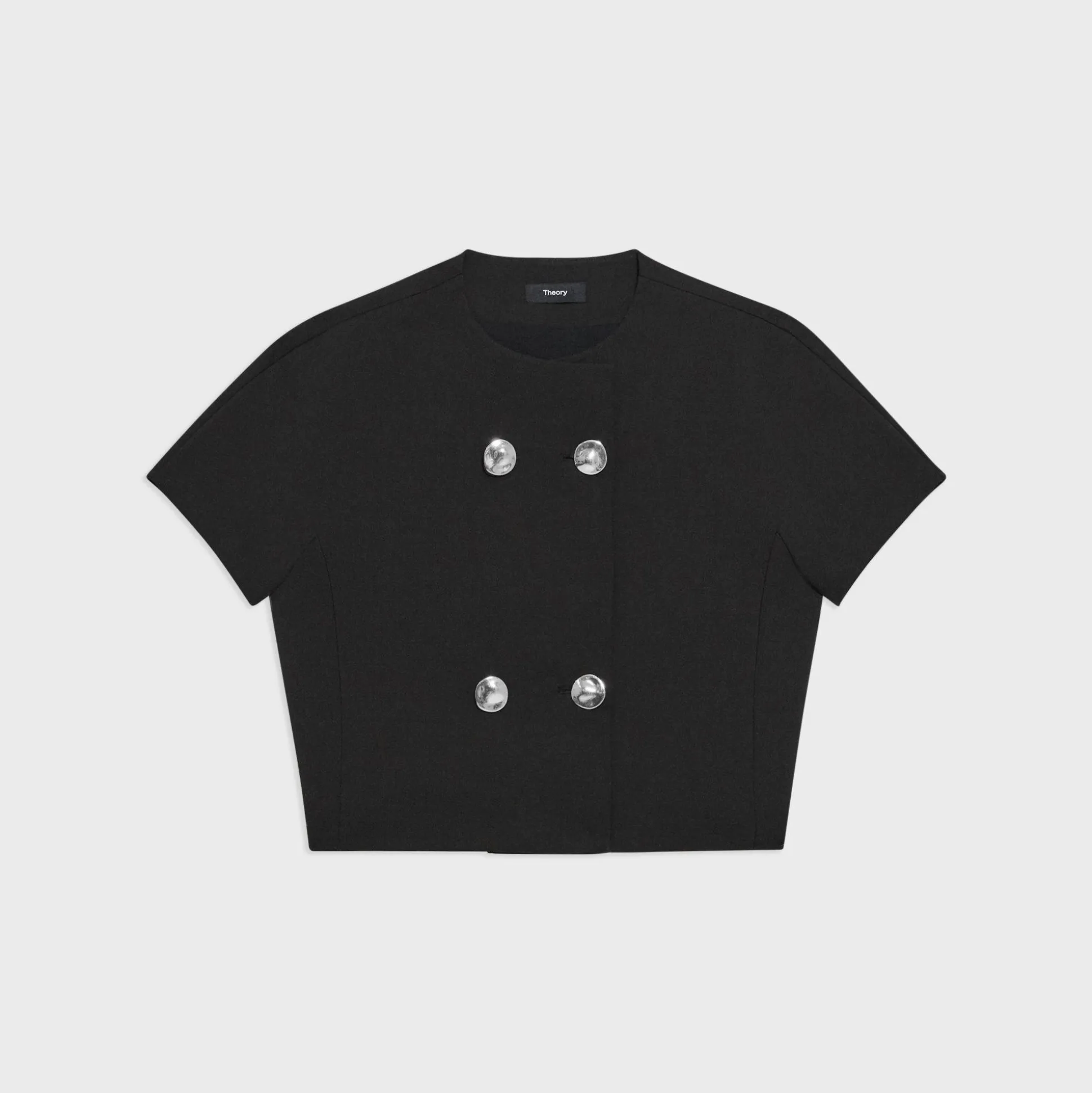 Theory Double-Breasted Crop Top In Double Weave-Women Tops