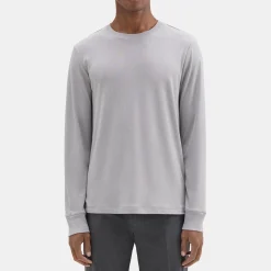 Theory Essential Long-Sleeve Tee In Anemone Modal Jersey-Men T-shirts + Polos
