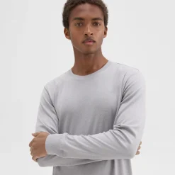 Theory Essential Long-Sleeve Tee In Anemone Modal Jersey-Men T-shirts + Polos