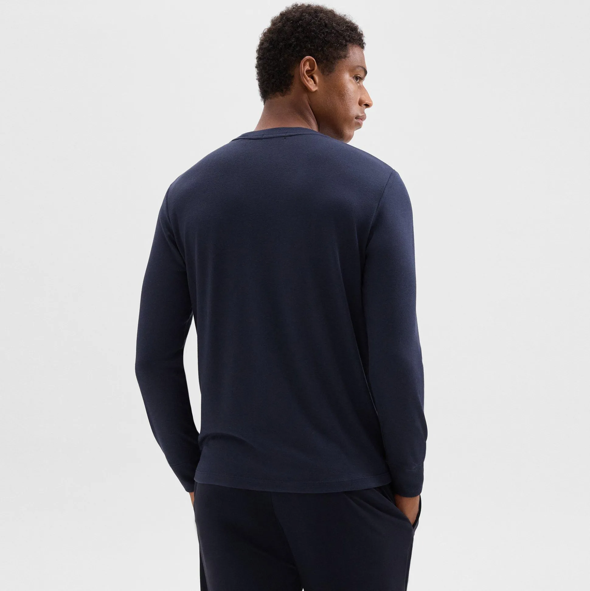 Theory Essential Long-Sleeve Tee In Anemone Modal Jersey-Men T-shirts + Polos
