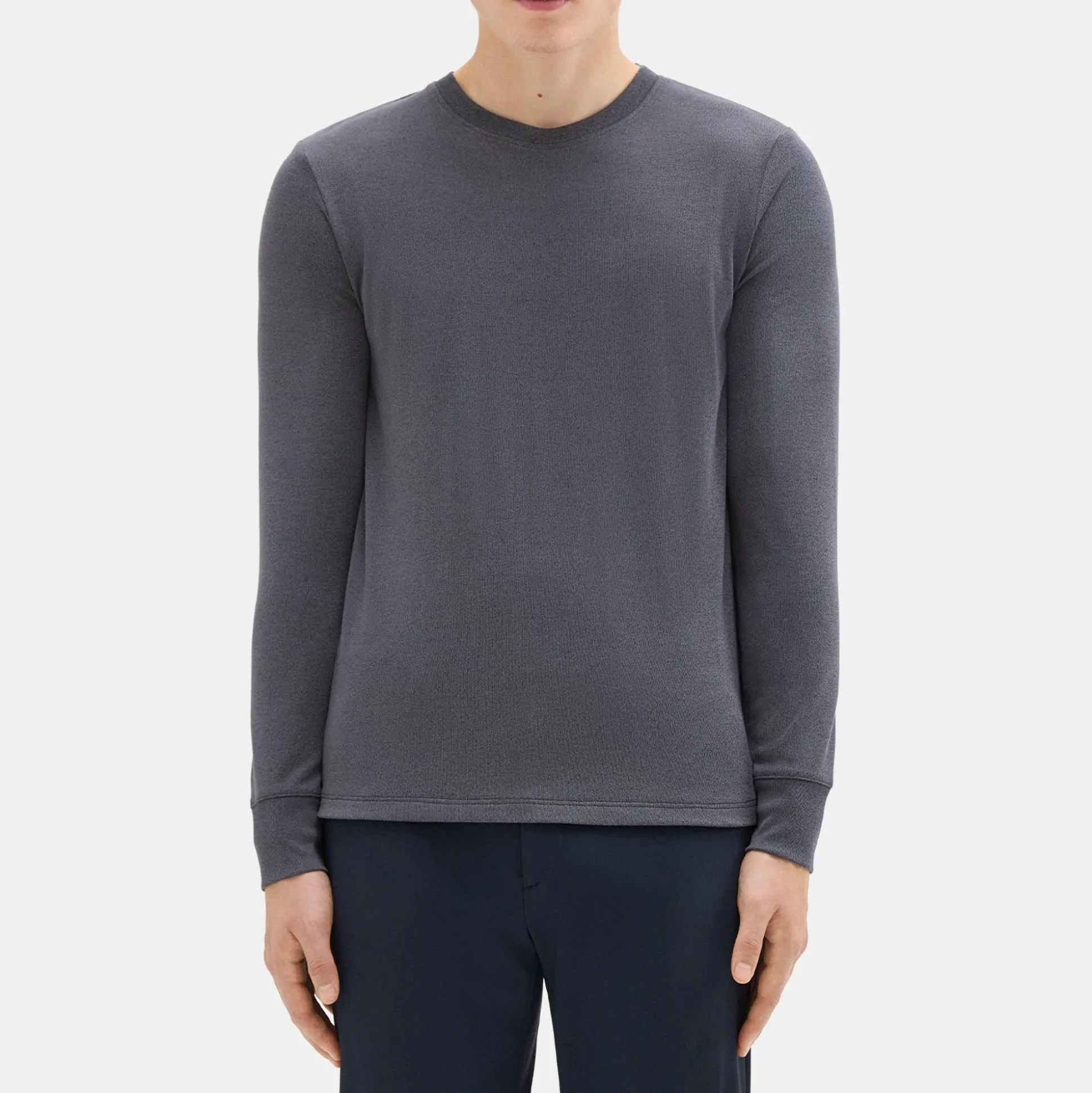 Theory Essential Long-Sleeve Tee In Anemone Modal Jersey-Men T-shirts + Polos