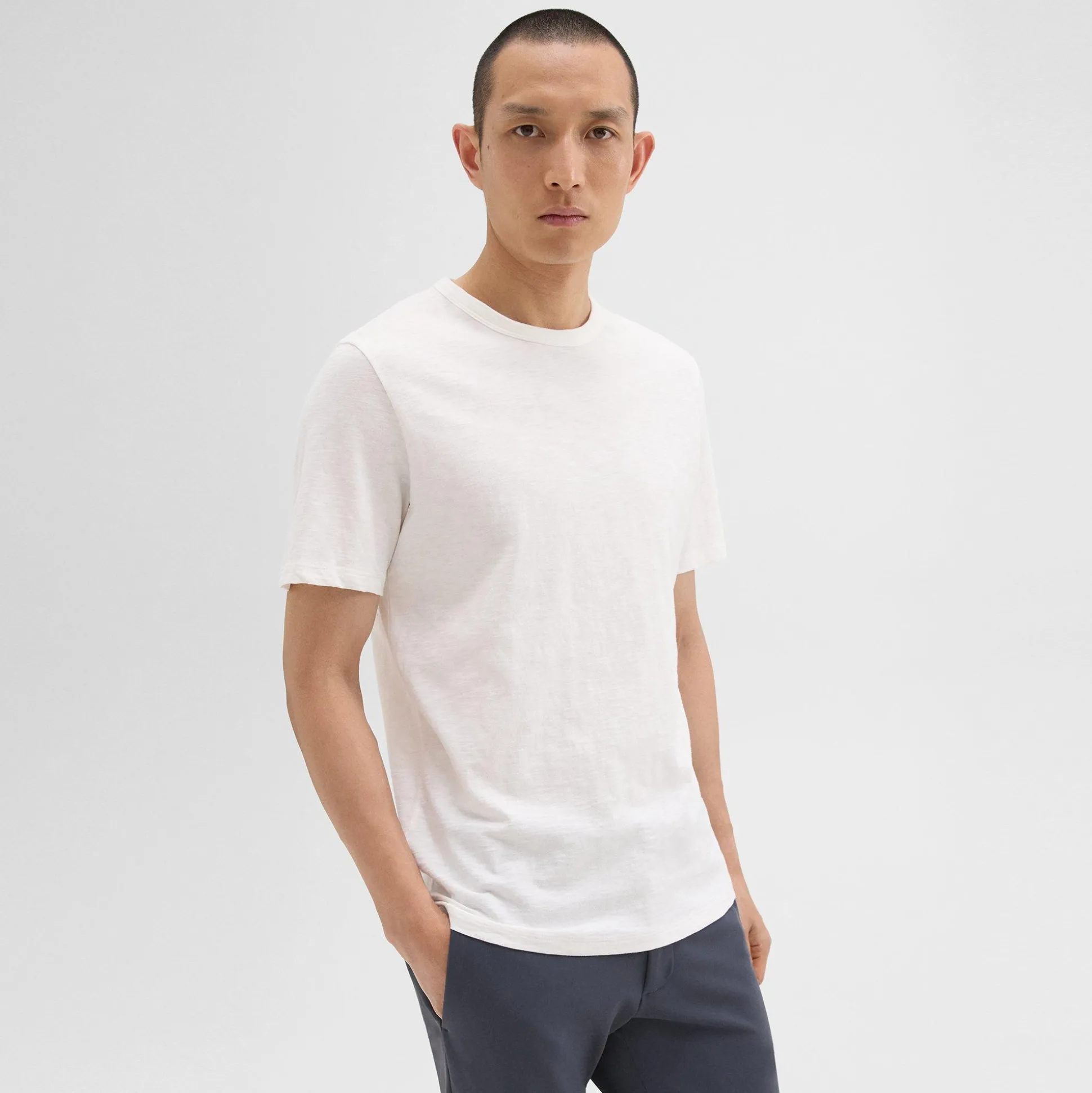 Theory Essential Tee In Cosmos Slub Cotton-Men T-shirts + Polos